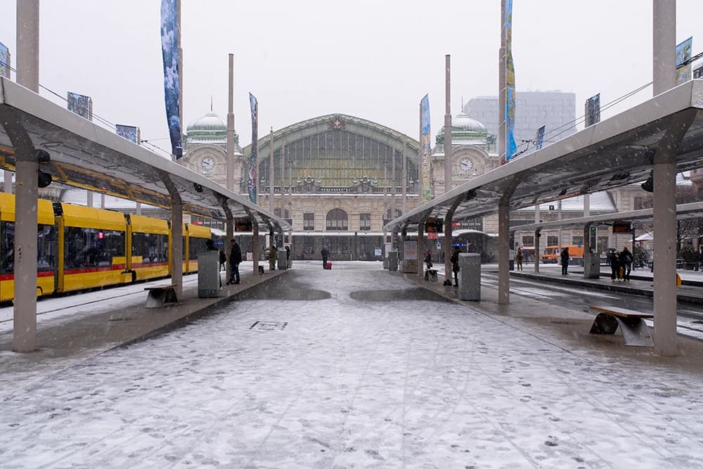 Basel's main train station is only a three-minute walk from YOUSEEBASEL.