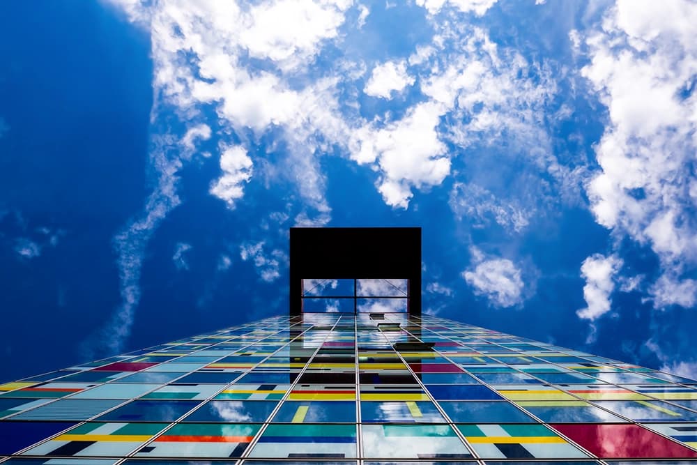 The colorful Colorium in Düsseldorf's media harbor.