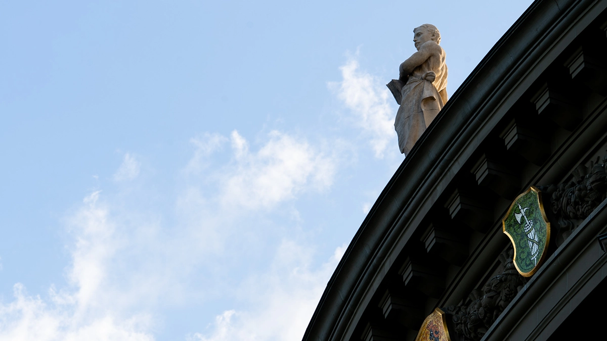 Architectural detail on the government building in Bern.