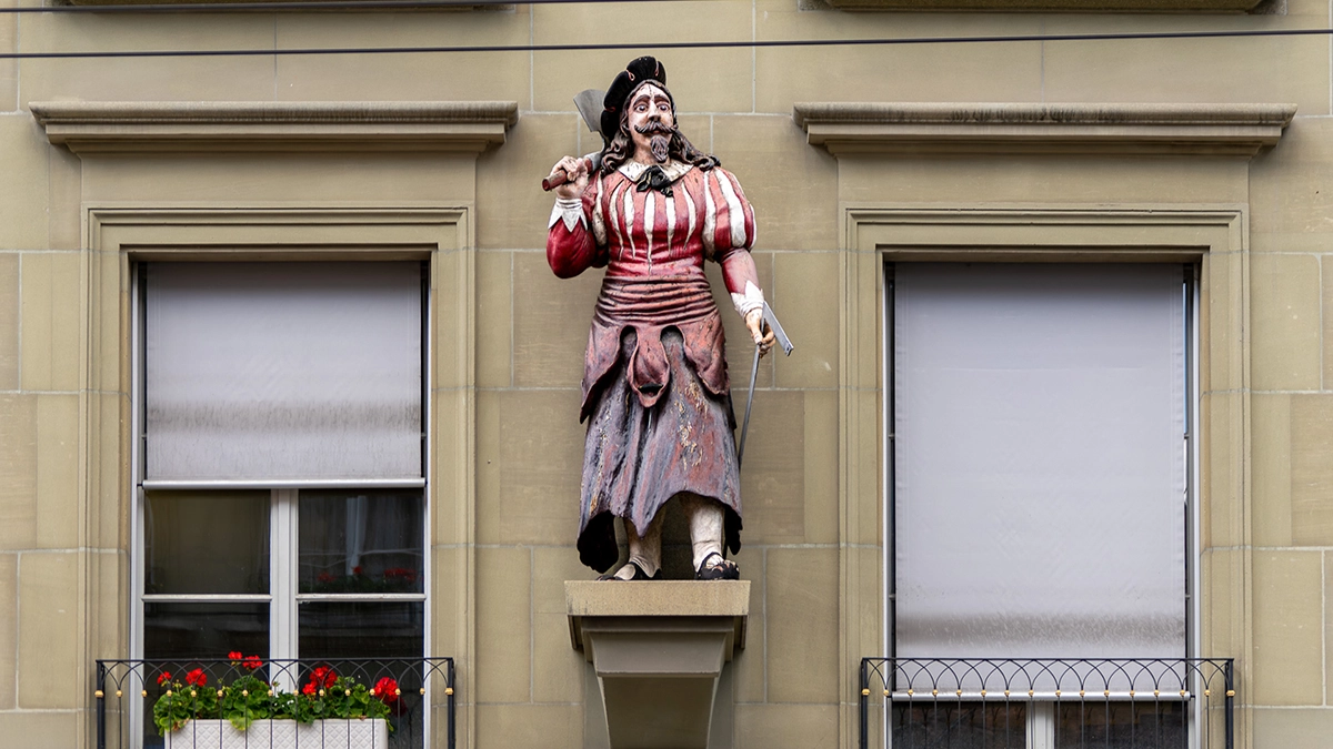 The statue of a butcher in Bern's old town.